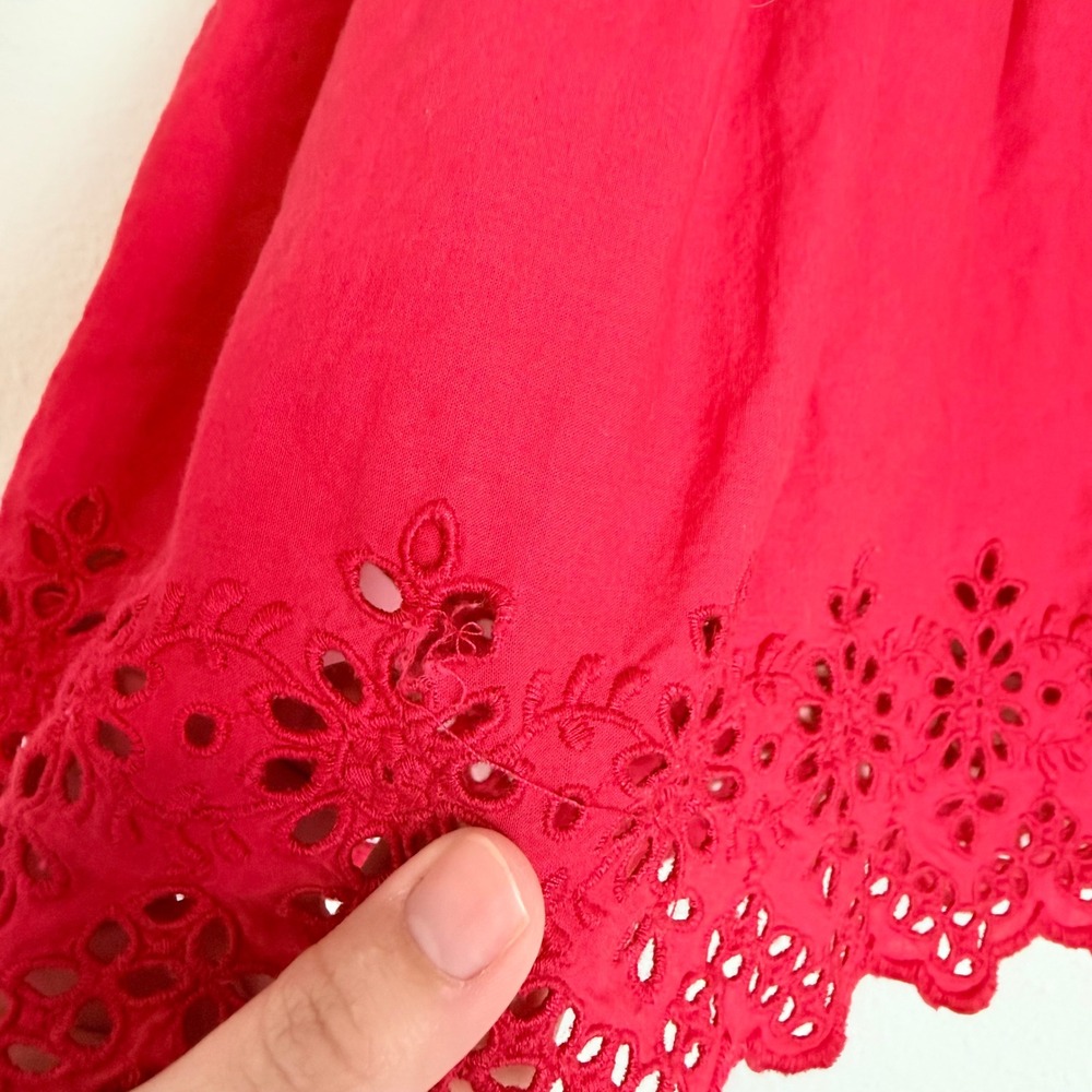 Baby Gap Girls Red Blue Chambray Eyelet Ruffle Dress 3-6 Months - Picture 8 of 8